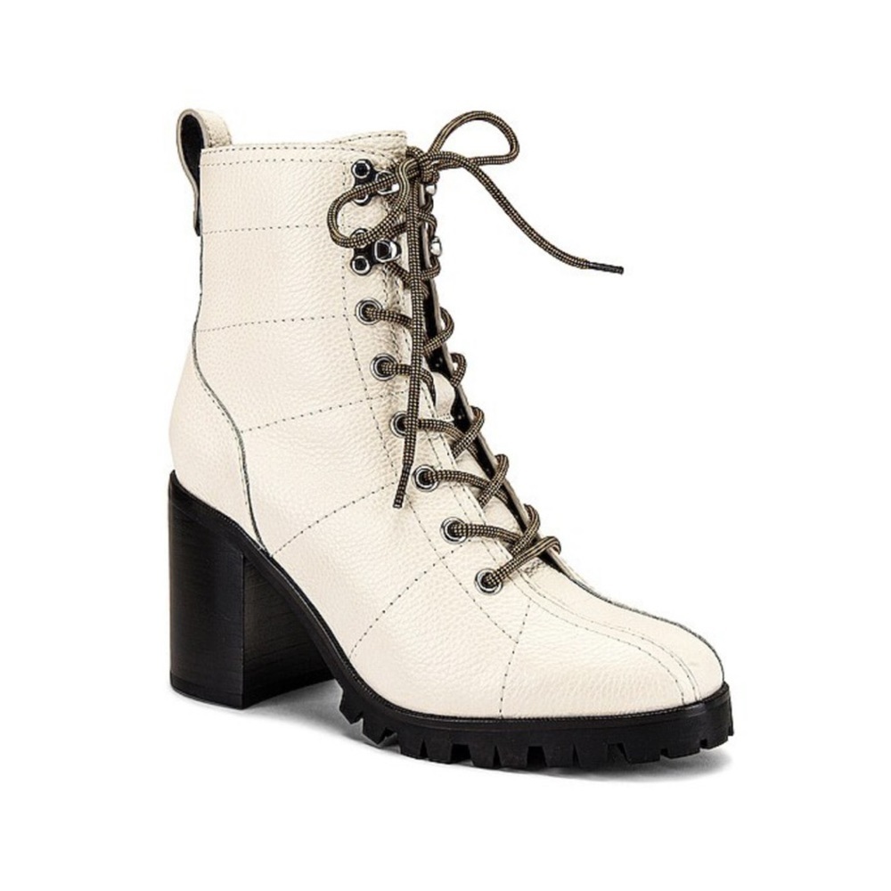 PAIGE Christie Bone Leather Lug Sole Boots Booties